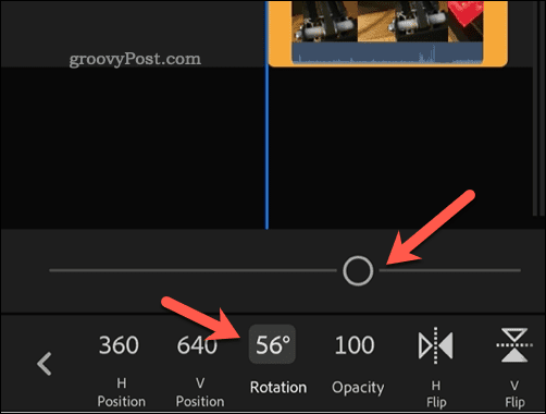 Schimbarea rotației video în Adobe Premiere Rush