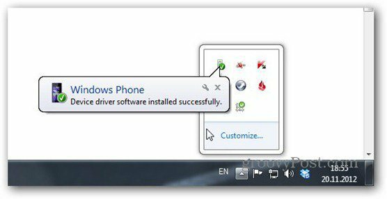 Windows phone 8 conectat recunoscut