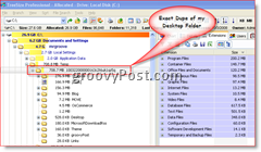 Imagine TreeSize Afișarea raportului de utilizare a hard disk-ului