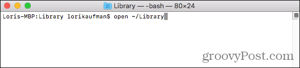 Deschideți folderul Library din Finder de la terminalul de pe Mac