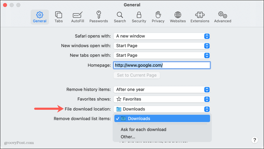 Descărcare fișier Locație în Safari pe Mac