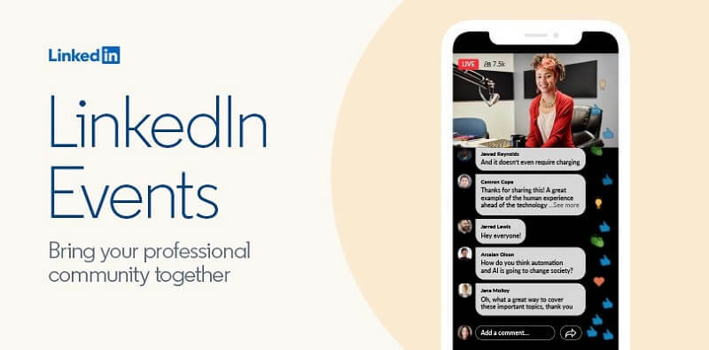 Noul instrument de evenimente virtuale LinkedIn care permite oamenilor să creeze și să difuzeze evenimente video prin intermediul platformei sale.