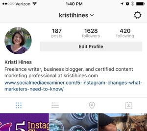 setările profilului de afaceri instagram