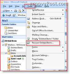 Afișare Recuperare elemente șterse în Inbox din Outlook