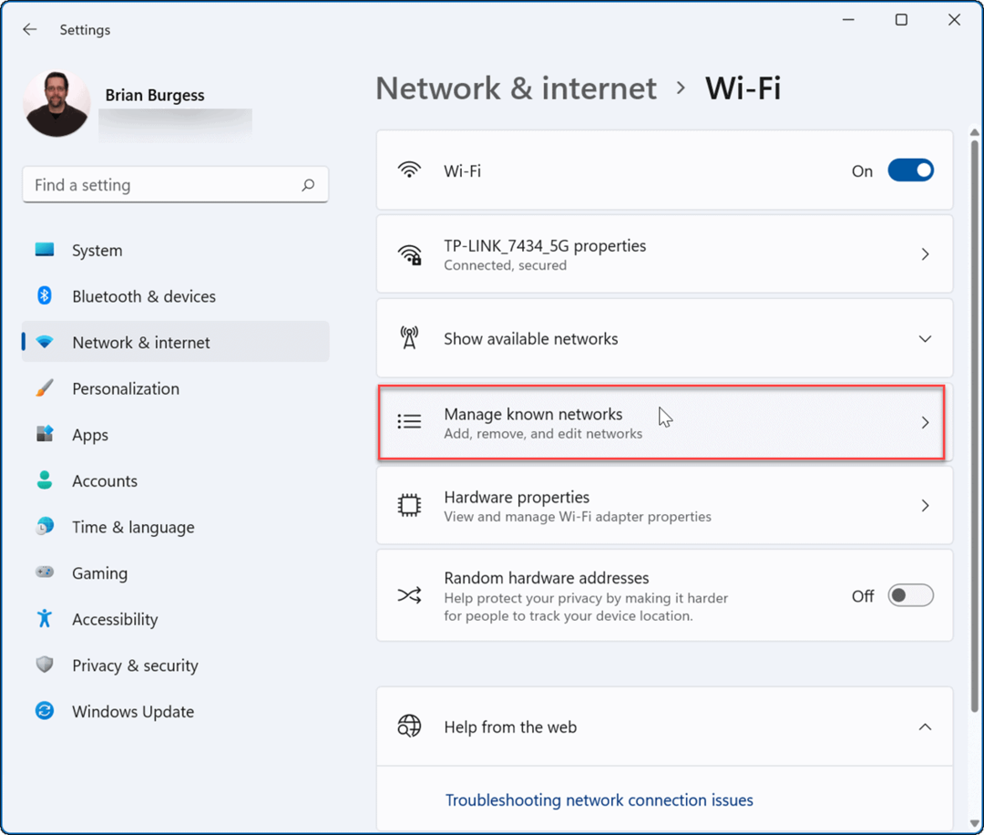 Uitați de o rețea Wi-Fi pe Windows 11