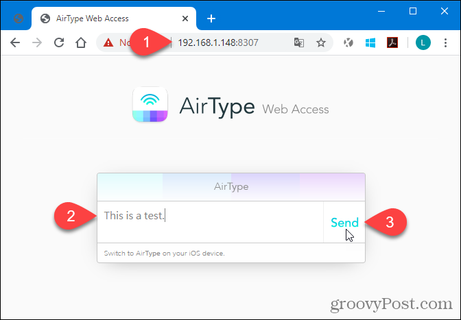 Folosind AirType în browser