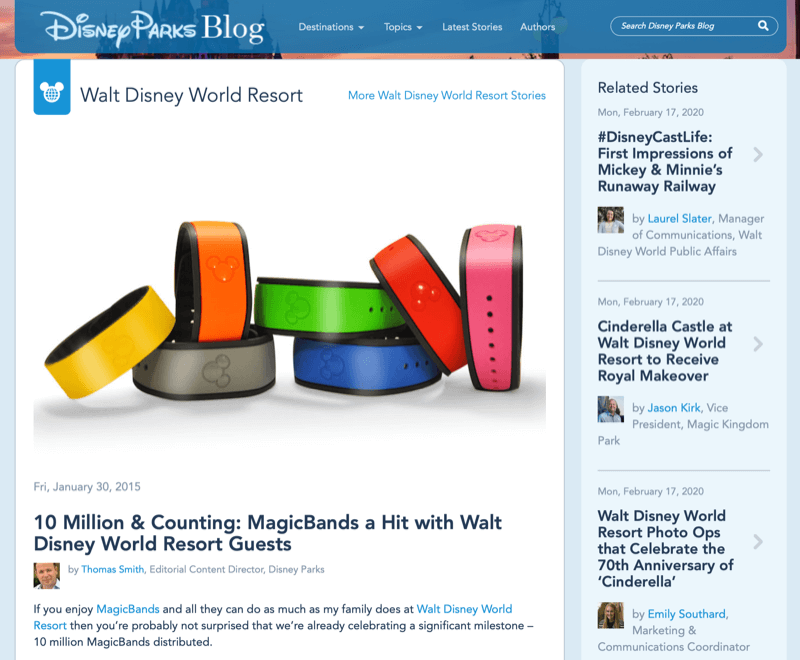 Articol Disney MagicBand de pe blogul Disney