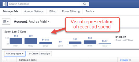 rapoarte de cheltuieli publicitare manager de anunțuri facebook