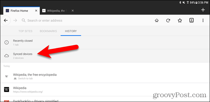 Atingeți dispozitive sincronizate în Firefox pentru Android