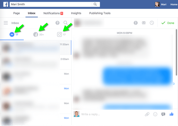 Noua căsuță de intrare unificată Messenger, Facebook și Instagram de pe desktop facilitează administrarea mesajelor de public.