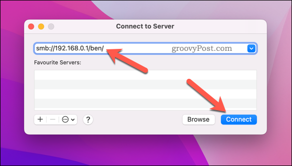 Conectați-vă la un server pe un Mac