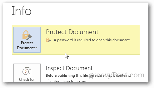 Protejarea parolelor și criptarea documentelor Office 2013: Confirmați protecția