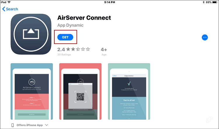 Instalați AirServer Connect iOS
