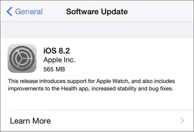 Apple iOS 8.2 pentru iPhone și iPad - Actualizare software