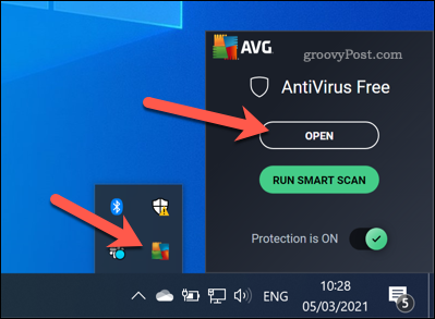 Deschiderea interfeței AVG pe Windows