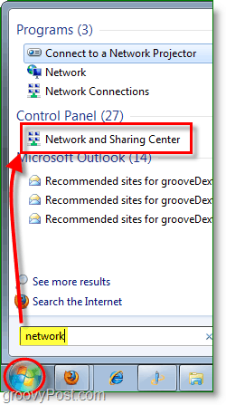 accesați rețeaua și centrul de partajare în Windows 7