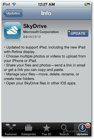 Actualizare iOS SkyDrive