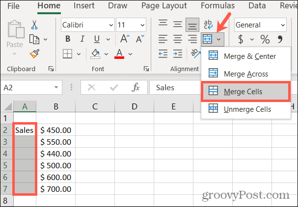 Îmbinați celulele în Excel pentru a roti textul