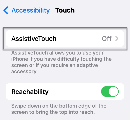opțiunea de asistență tactilă setări iPhone