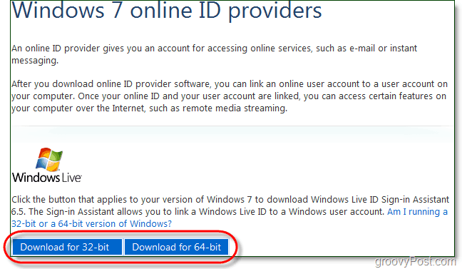 descărcați asistența de conectare a ID-ului Windows 7 live