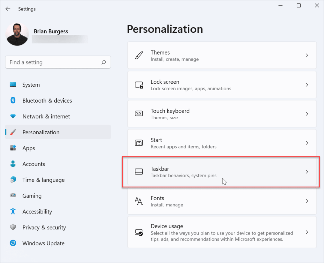 setări din bara de activități de personalizare Windows 11