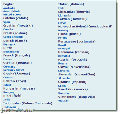 lista limbii speckie