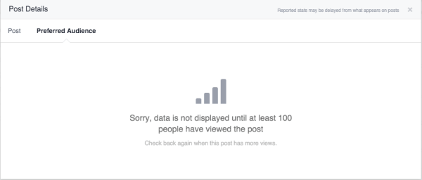 disponibilitatea statisticilor de optimizare a publicului pe Facebook