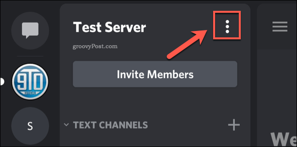 Pictograma meniului cu trei puncte pentru setările serverului Discord