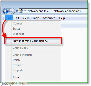 creați o nouă conexiune de intrare în Windows 7