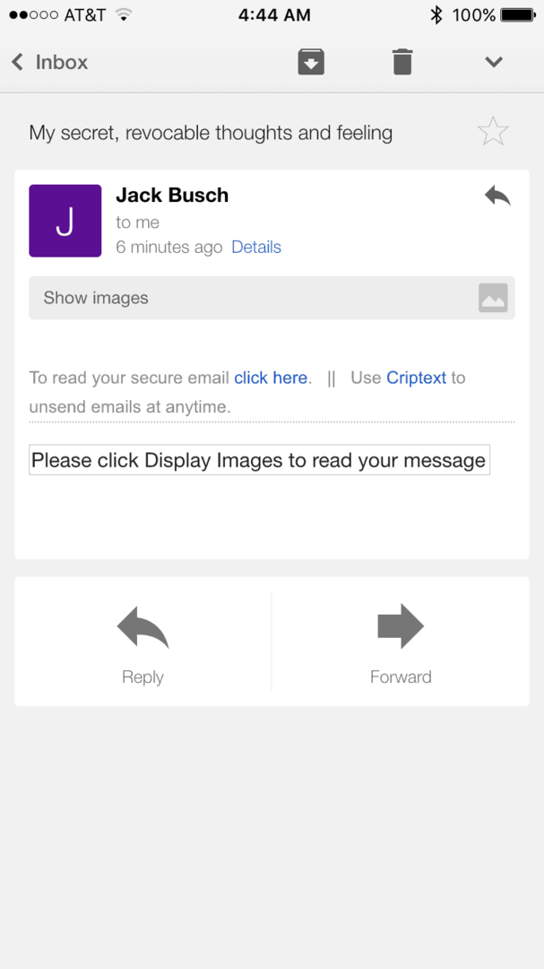 Criptext în ios gmail