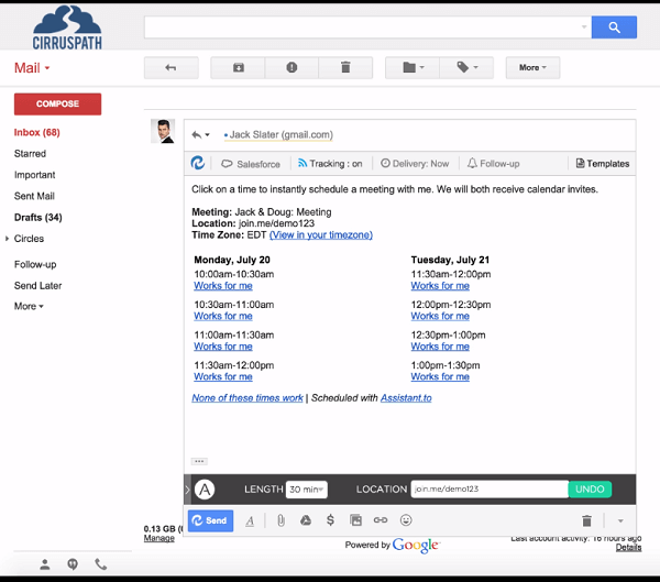 Programați cu ușurință întâlniri prin Gmail cu Assistant.to.