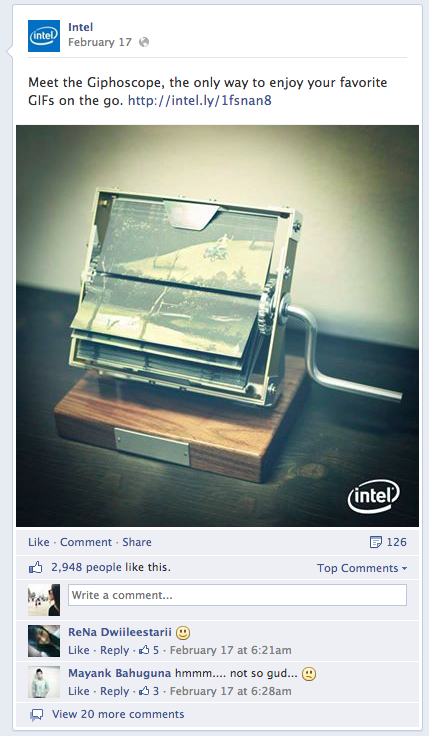 postare intel pe facebook