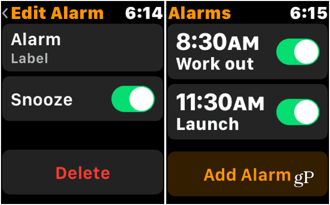 Ștergeți Alarm Apple Watch