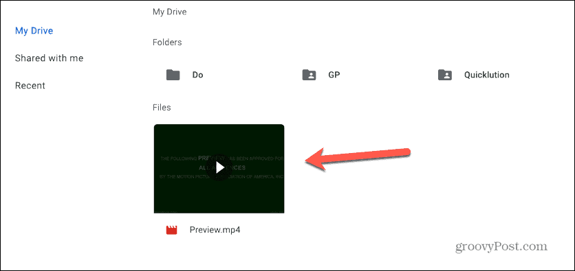 Google Slides selectați videoclipul pe Google Drive