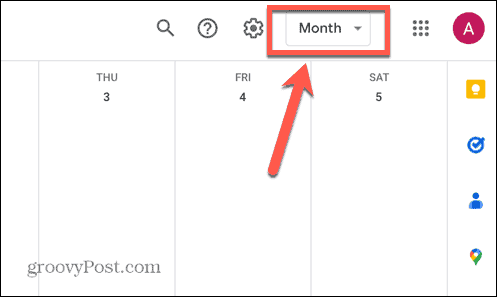 opțiuni de vizualizare a calendarului google