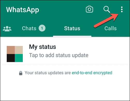 Deschideți meniul Whatsapp