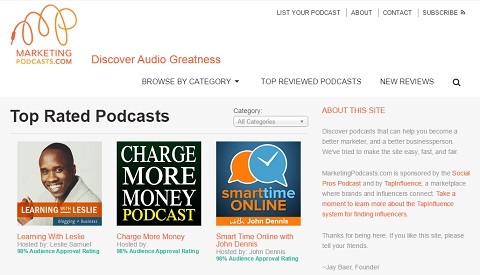 MarketingPodcasts.com este primul și singurul motor de căutare pentru podcast-uri.