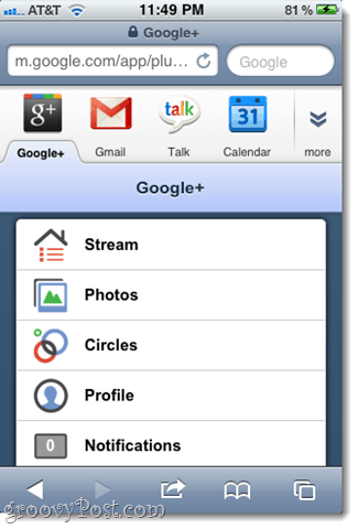 google + mobil home sceen