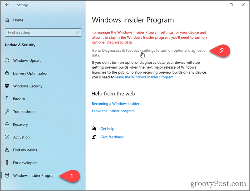 Accesați setările de diagnosticare și feedback din Windows 10