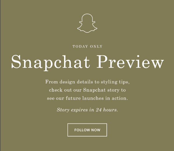 e-mail everlane despre povestea Snapchat