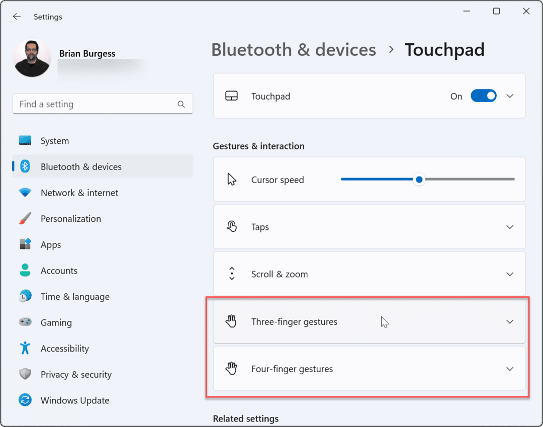 Personalizați gesturile touchpad-ului pe Windows 11