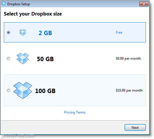 Captura de ecran Dropbox - obțineți un cont gratuit de 2 GB