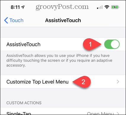 Activați AssistiveTouch în Setări iPhone