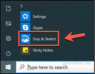 Lansarea Snip și Sketch pe Windows