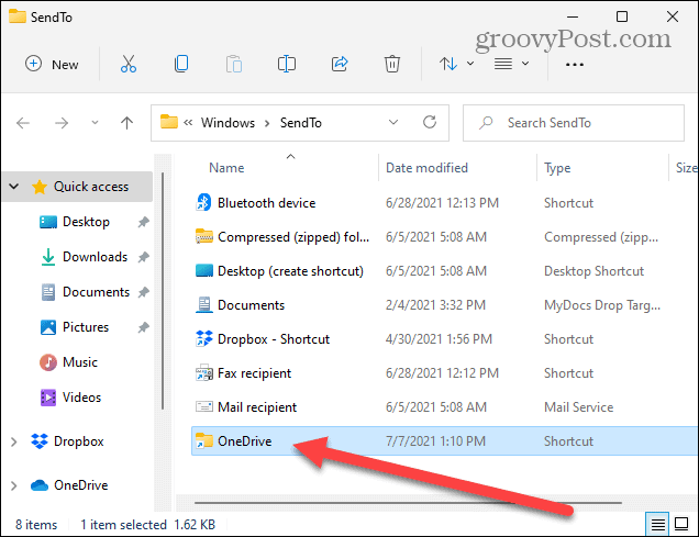 Locațiile articolelor sunt trimise în folderul Windows 11