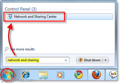 rețea și centru de partajare în Windows 7