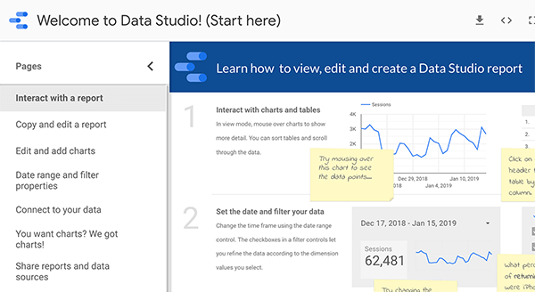 Cum să începeți în Google Data Studio, sfatul 1