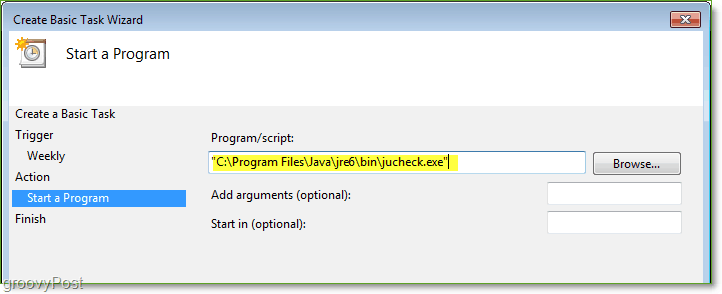 Captura de ecran: Windows 7 Task Scheduler Creați baza de activități de bază Jucheck.exe