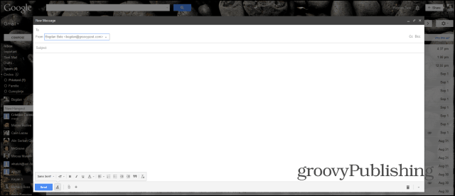 Nou Gmail Compune ecran complet aplicat