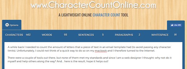 Utilizați CharacterCountOnline.com pentru a număra caractere, cuvinte, paragrafe și multe altele.